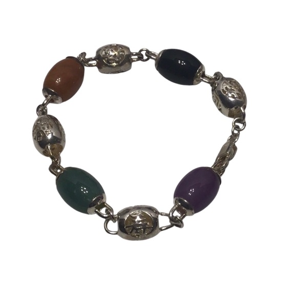 Jade & FAS Silver Beaded Bracelet. - Picture 1 of 3